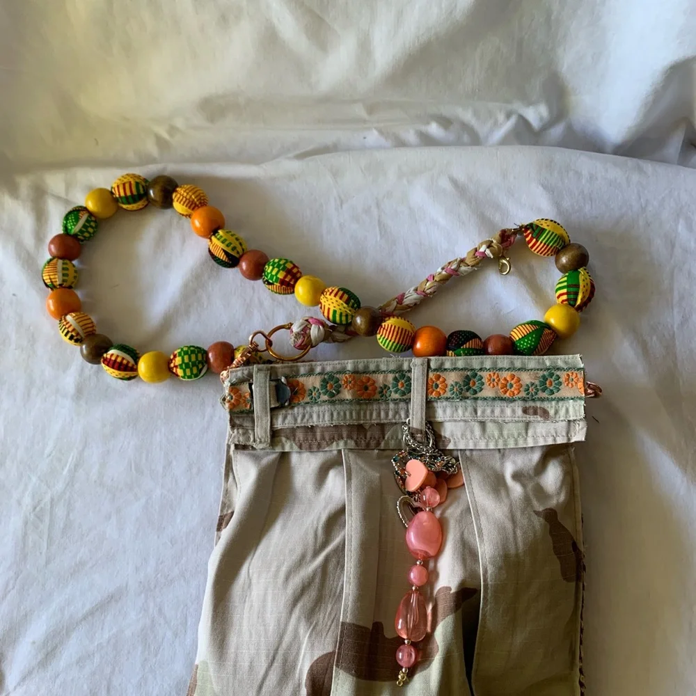 Upcycled Light Camouflage Crossbody with a Fabulous Strap. - Picture 3 of 7